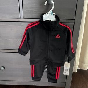 adidas Kids Black and Red Track Set